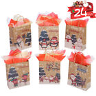 24Pcs Christmas Kraft Paper Gift Bags With Handles Kraft Paper Bags Brown Xmas