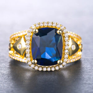 Gorgeous Women 4 Colors Gemstone 18k Yellow Gold Filled Wedding Ring Size 6-10
