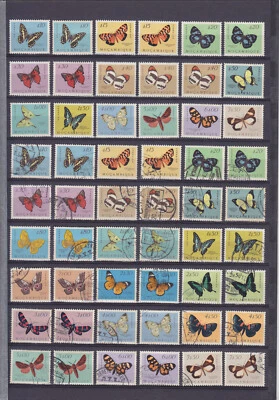 MOCAMBIQUE MOZAMBIQUE 1953, BUTTERFLIES, 25 MINT + 48 USED (2 COMPLETE SETS) - Image 1 of 2