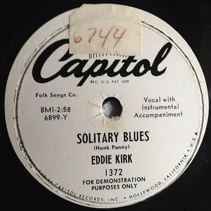 78 RPM SOLITARY BLUES Eddie Kirk 50's Country R&B Jukebox CAPITOL Promo Record - Imagen 1 de 7
