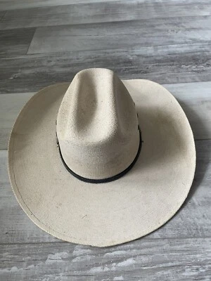 Atwood Hereford Low Crown Straw Cowboy Hat 7x 6-3/4” Western Long Oval Preowned - Image 1 of 4