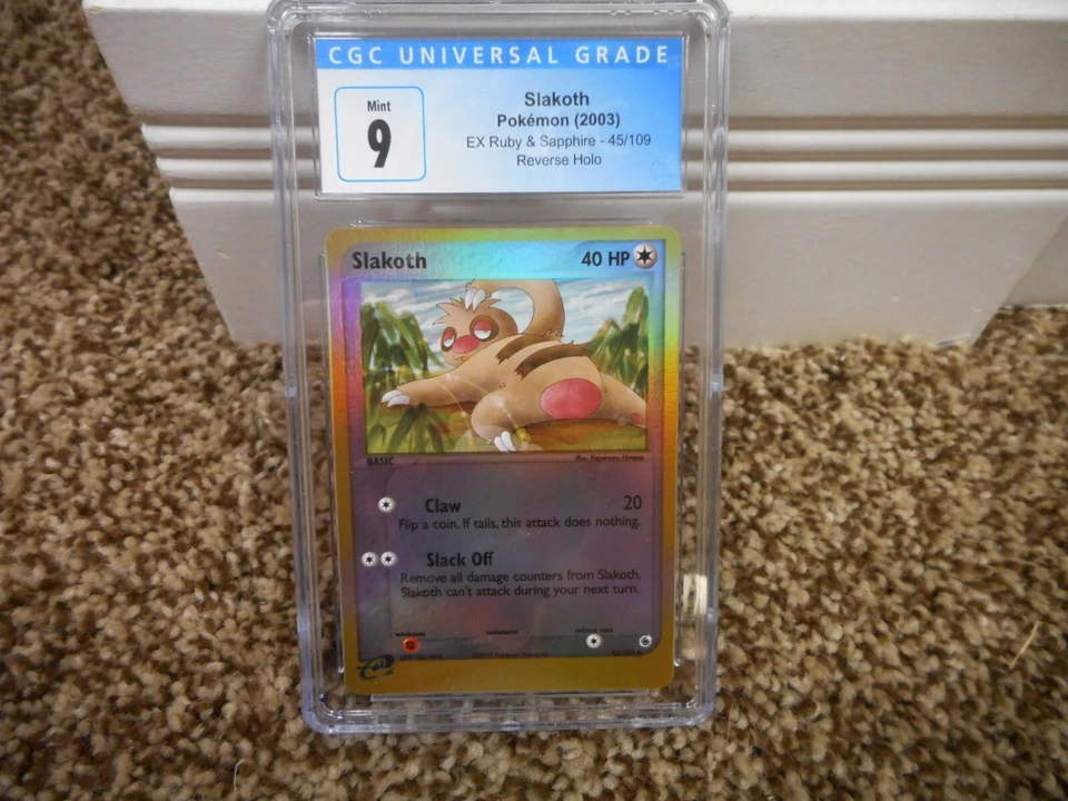 Slakoth cgc 9 MINT REVERSE HOLO EX Ruby and Sapphire E-Reader 45/109 psa Pokemon - Image 1 of 3