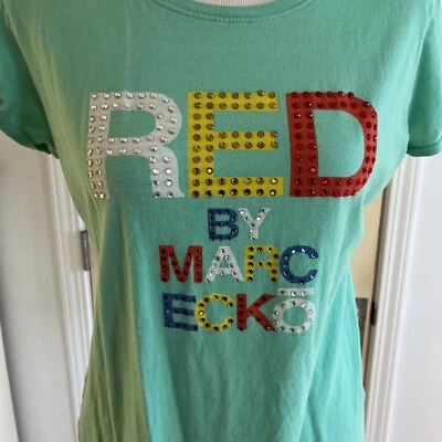Camiseta Ecko Roja Mujer Grande Verde Con Estrás Marc Ecko Y2K Foto 1 de 4