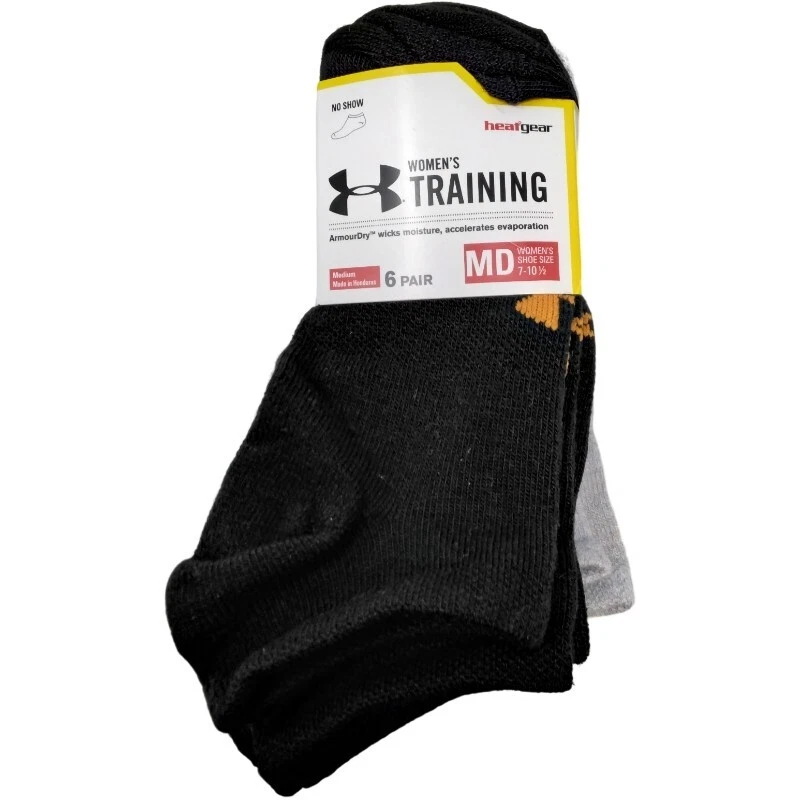 Calcetines Under Armour HeatGear Training No Show para mujer medianos negros, grises Foto 1 de 4