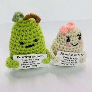with Positive Card Knitted Potato Doll Ornaments Wool Knitted Potato Doll