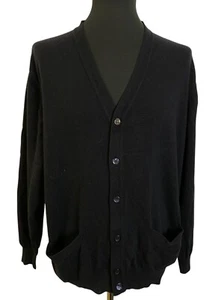 Men's 80's Vintage navy blue cashmere Cardigan by Les Copains | Size L - Picture 1 of 10