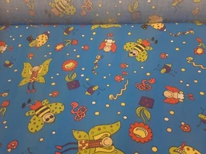 GOOD QUALITY 'FUN BUG' NOVELTY PRINT TWILL FABRIC 3mts & 5mts MADE IN UK!!!! - Picture 1 of 6