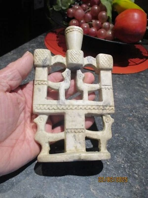 Petit Bougeoir en Albâtre Sculpture Art Amérique du Sud Précolombien ou Astèque - Photo 1/4