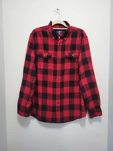 George Men's XL (46-48) Red Buffalo Plaid Flannel Shirt Gorpcore Grunge - Picture 1 of 4