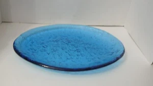 Murano Handmade Textured Blue Glass Oval Serving Platter MCM Vintage - Picture 1 of 3
