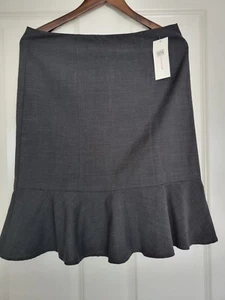 Rebecca Taylor Pencil Skirt 8 Virgin Wool Blend Fluted Charcoal Gray Lined EUC - Picture 1 of 8
