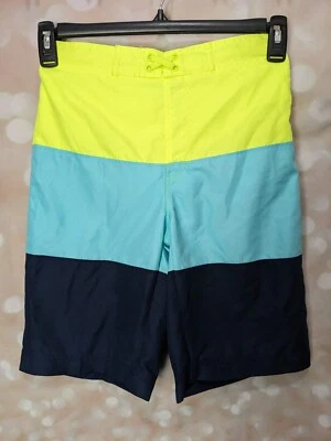 Arizona Jean Co. Boy's Youth Blue & Yellow Block Stripe Board Shorts Sz L 14/16 - Image 1 of 4