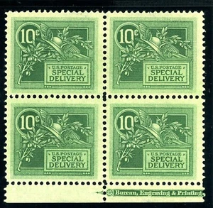 USAstamps Unused US 1908 Special Delivery Imprint Block Scott E7 OG MNH CV $560+ - Picture 1 of 2