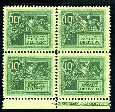 Scott E7 OG MNH US 1908 Special Delivery Imprint Block CV $560+ - Image 1 of 2