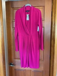 Karen Kane 4L14157 Fuschia Shirred Wrap Top Pleated Stretch Jersey Dress $108 - Picture 1 of 5