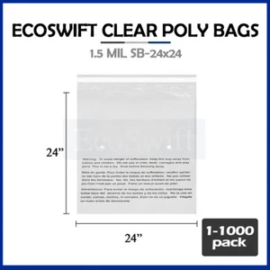 Sacchetti poli trasparenti 1-1000 24x24 EcoSwift LARGE JUMBO autosigillanti avvertimento soffocamento - Foto 1 di 54