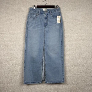 Universal Thread Skirt Womens 10 Blue Denim Medium Wash Front Slit Whiskered - Picture 1 of 11