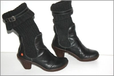 ART Mi Bottes Chaussettes Laine et Cuir Petits Talons T 37 TBE - Photo 1/4