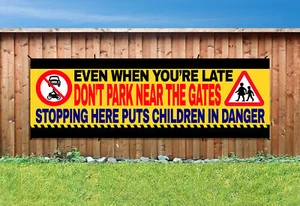 Parken Sie nicht in der Nähe von Schultoren PVC bedruckt BANNER OUTDOOR SCHILD Ösen - Bild 1 von 2