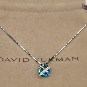 Collana David Yurman avvolgicavo topazio blu e diamanti 16"-17" - Foto 1 di 6