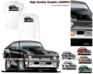 DigiRods Chevy Nova 1970's Vintage Classic Muscle Cartoon Car T Shirt - Picture 1 of 6