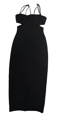 Tahari Cut Out Detail Slit Front Full Length Gown Black Size 6 - Image 1 of 4