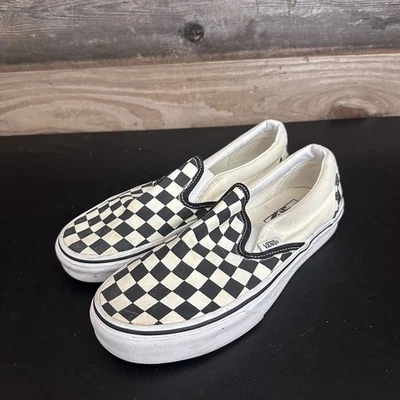 Vans Classic Slip-On Checkerboard Sneaker Black White Women’s 7.5 Men’s 6 Shoes - Image 1 of 4