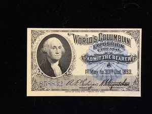 POSTFRISCH 1893 COLUMBIAN EXPO TICKET ILLUS WASHINGTON, KNACKIG BANKFRISCH - Bild 1 von 2