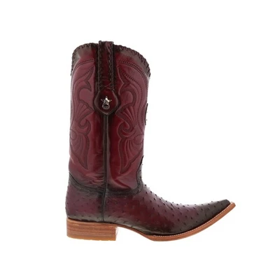 Botas vaqueras anchas borgoña Los Altos Avestruz XXX-Toe para hombre Foto 1 de 4