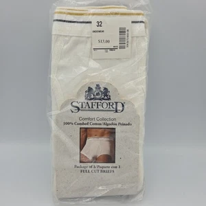 Vintage Stafford Comfort Collection Slips 32 Full Cut 3er Pack weiß Baumwolle Unterwäsche - Bild 1 von 4