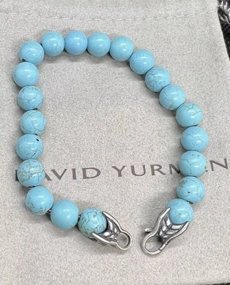 David YURMAN  Men’s Turquoise 8mm Spiritual Beads Bracelet 8” - Image 1 of 4