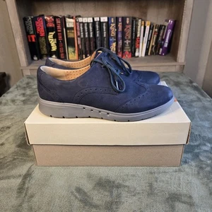 UNstructured by Clarks Artisan UN Hinton marineblaue Damen-Lederhalbschuhe Größe 9M gebraucht, in einwandfreiem Zustand - Bild 1 von 11