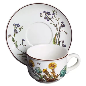 Set of 4 Villeroy & Boch Botanica Flat  Cup & Saucers - Picture 1 of 7