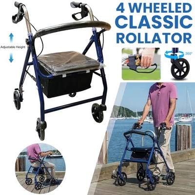 Leichtgewicht Rollator mit Einkaufstasche klappbar Laufhilfe Gehhilfe Gehwagen - Bild 1 von 4