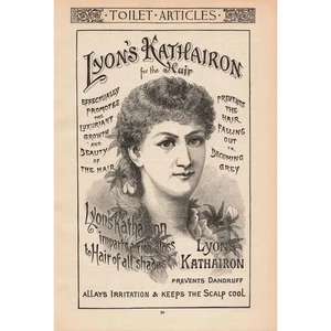 1891 Antique Lyons Kathairon Toilet Article Hair Growth Advertisement Print - Picture 1 of 1