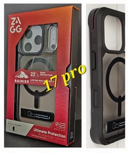 ZAGG Rainier Ultimate Protection Case w/ Kickstand iPhone 17 Pro - Smoke Black - Picture 1 of 7