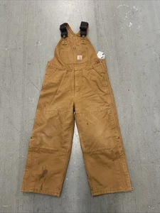 Carhartt Jungen Größe 8 braun Canvas Ente Doppelknie Latzhose 100 % Baumwolle - Bild 1 von 8