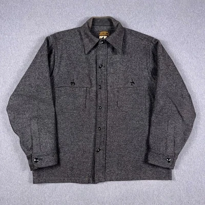 VTG Eddie Bauer Jacket Mens Large Mackinaw Wool Blend Heavyweight Gray Shacket - Image 1 of 4