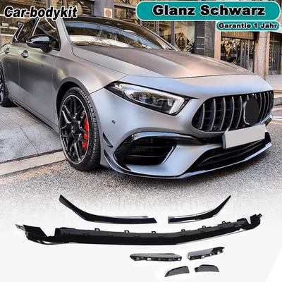 Gloss Black Frontlippe Frontspoiler Canards für Mercedes W177 A35 A45 AMG 2019UP - Bild 1 von 4
