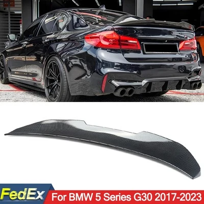 For BMW G30 530i 540i 2017-23 PSM Style Rear Trunk Spoiler Lip Carbon Fiber Look - Image 1 of 4