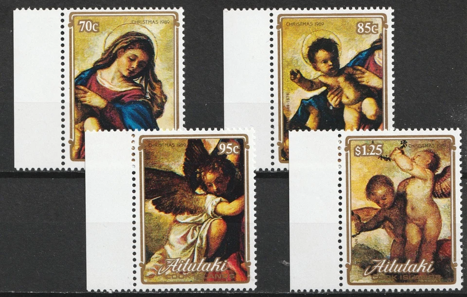 1989 Aitutaki Cook Islands Sc# 439-42, XMAS  "Virgin in Glory" Art. MNH Cv$10.25 - Image 1 of 1