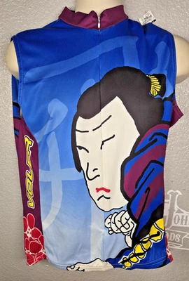 Vintage Voler Kabuki Print Cycling Jersey Men's Large Sleeveless Back Pocket - Image 1 of 4
