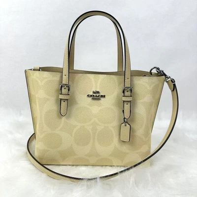 Bolso de Mano Coach Mollie 25 Signature Lona CAL50 Signature Lona/Plata/Heno Nuevo con Etiquetas Foto 1 de 4