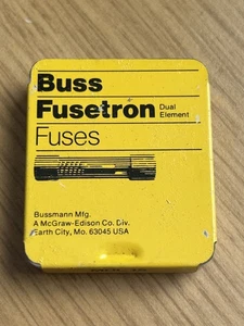 Vintage Bussmann Fusetron MDL 15 fusibili in vetro soffiato lento doppio elemento in latta (5) - Foto 1 di 5