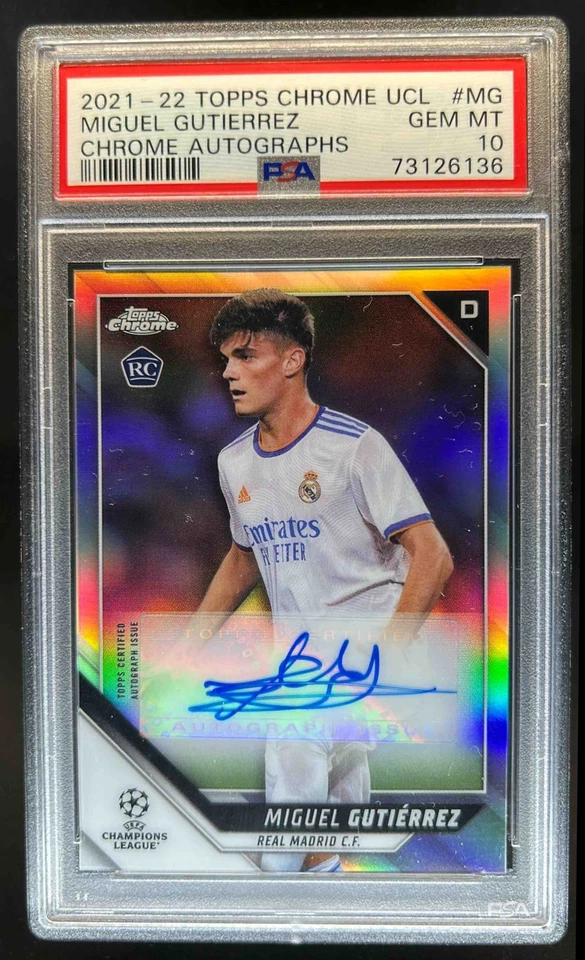 2021 Topps Chrome UEFA Miguel Gutierrez Auto RC Rookie #CA-MG Real Madrid PSA 10 - Image 1 of 2
