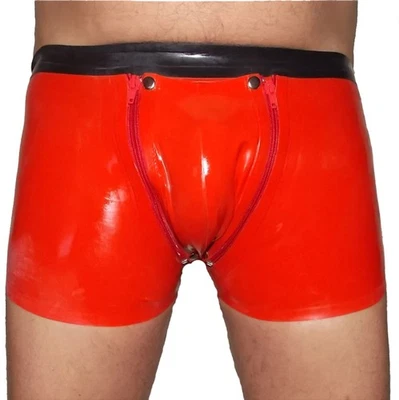 Latex Shorts mit Doppel-Reißverschluss/Innenbeutel Rot  (XL) - Bild 1 von 4