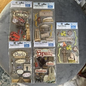 Paper House London Paris Rome Spain Ireland 3D Vacation Stickers Lot of 5 - Picture 1 of 6
