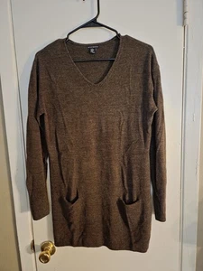 Mercer and Madison Women's Dark Cocoa Brown Tunic Sweater with Pockets Size M - Picture 1 of 4