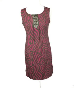tae Ashida Dress Size JP 11 Tall AU 12 Khaki Pink Abstract Print Sleeveless - Picture 1 of 9
