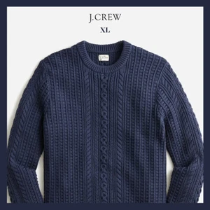 NWT - J. CREW Cotton Cable-Knit Crewneck Sweater, Navy, Size XL - $118 - Picture 1 of 6